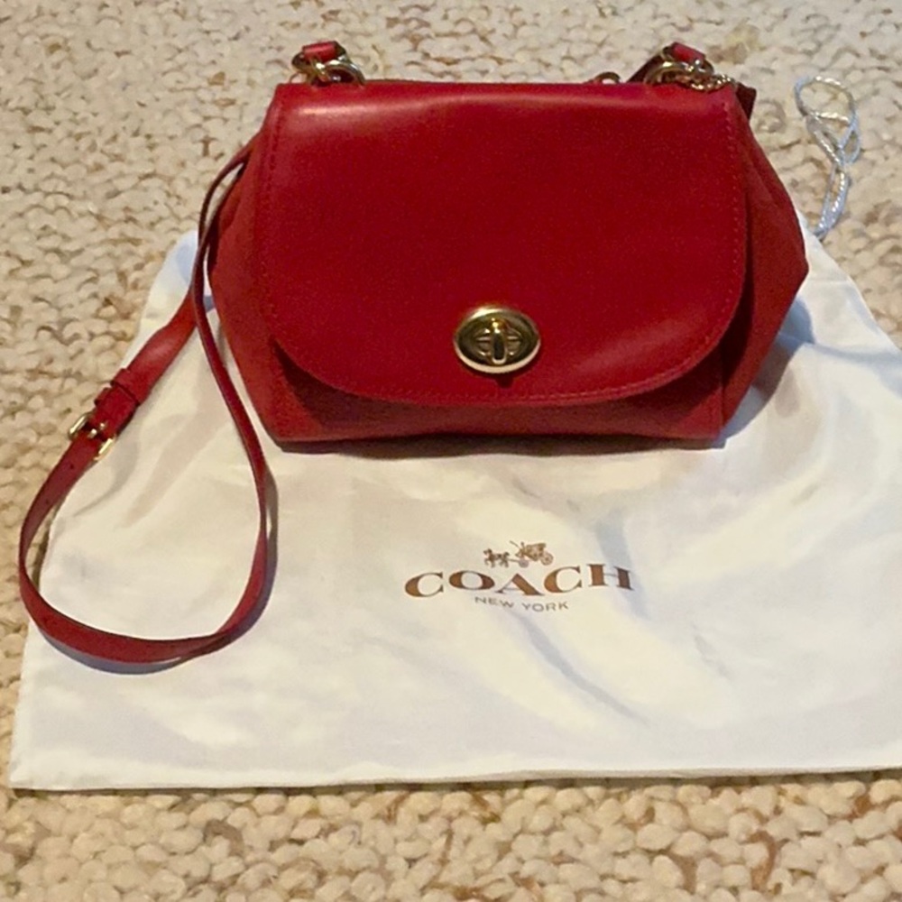 Coach Red Leather Crossbody Bag